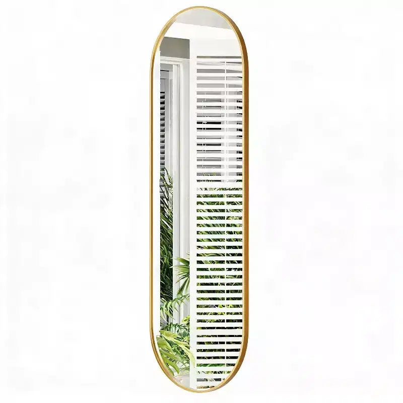 Miroir ovale pleine longueur 160 x 50 cm, miroir mural, miroir corporel HD, cadre en aluminium