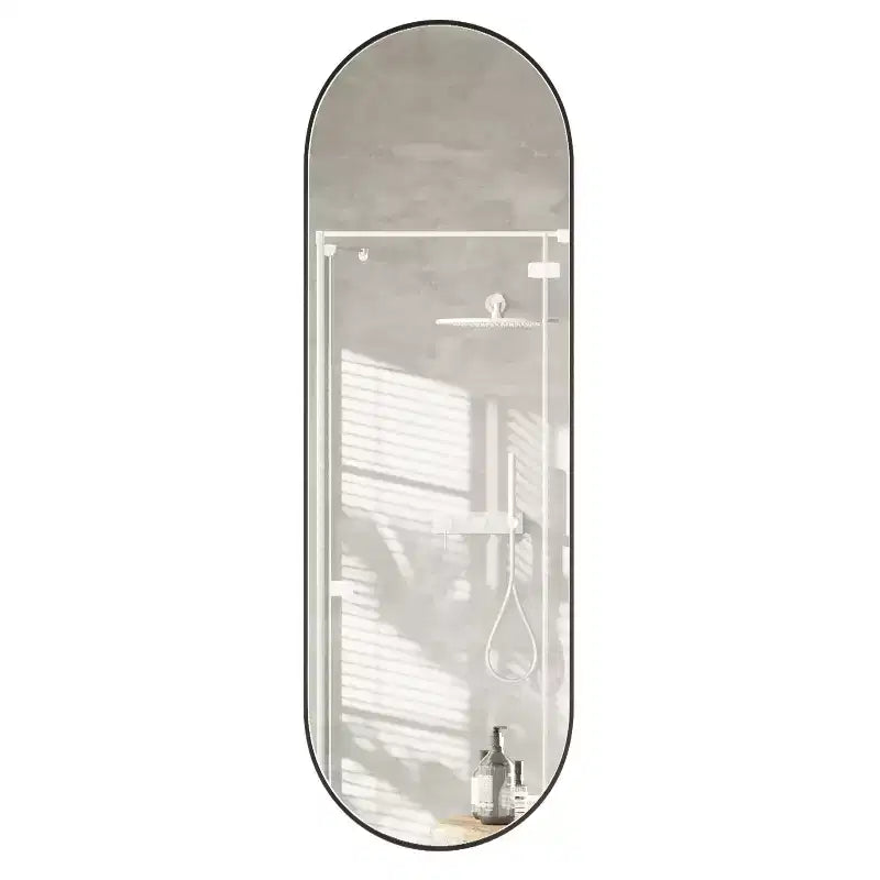 Miroir ovale pleine longueur 160 x 50 cm, miroir mural, miroir corporel HD, cadre en aluminium