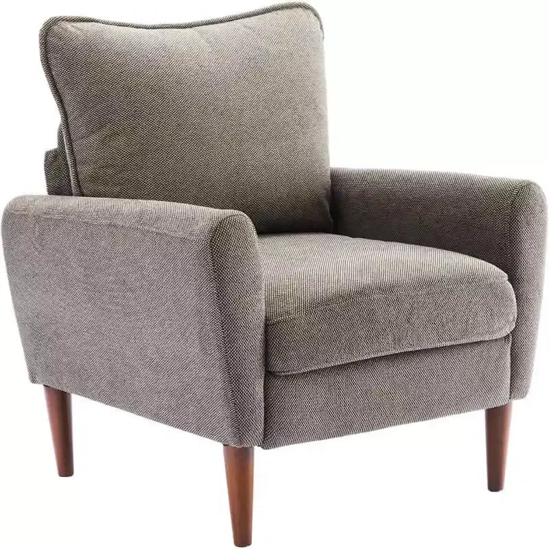 Fauteuil de lecture moderne avec assise rembourrée et pieds en bois massif, chaise monoplace large