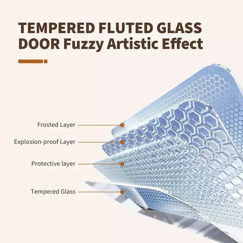 Buffet de cuisine 84 cm/150 cm avec portes en verre trempé – Meuble de rangement en bois pour salle à manger et salon