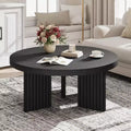 33.4 Small Round Coffee Table with 1.3 Thick Top, Circle Center Table with Fluted Legs, Accent Cocktail Tables for Home, Office