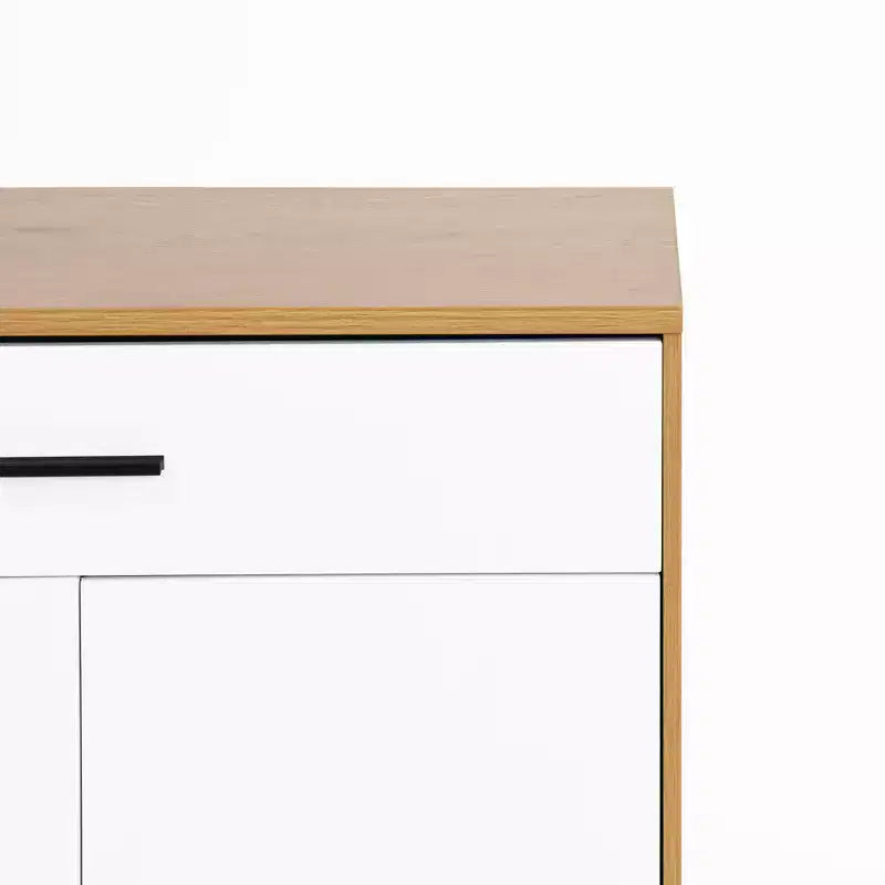 Meuble à chaussures à quatre niveaux, armoire à chaussures en bois autoportante, avec deux portes blanches et des étagères réglables, idéal pour les entrées