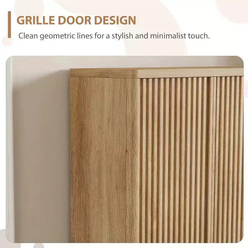 Meuble à chaussures cannelé de 80 cm de large avec bords incurvés, Organiseur de rangement à 5 niveaux pour entrée avec étagères réglables