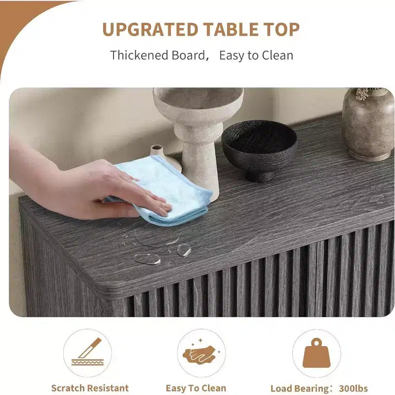 Meuble à chaussures cannelé de 80 cm de large avec bords incurvés, Organiseur de rangement à 5 niveaux pour entrée avec étagères réglables