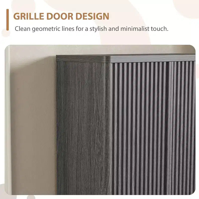 Meuble à chaussures cannelé de 80 cm de large avec bords incurvés, Organiseur de rangement à 5 niveaux pour entrée avec étagères réglables