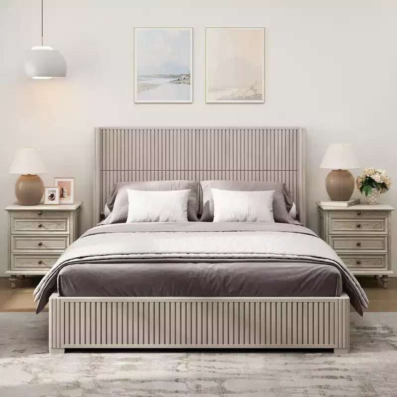 GDFStudio Alderwyn Modern Solid Wood Bed with Headboard