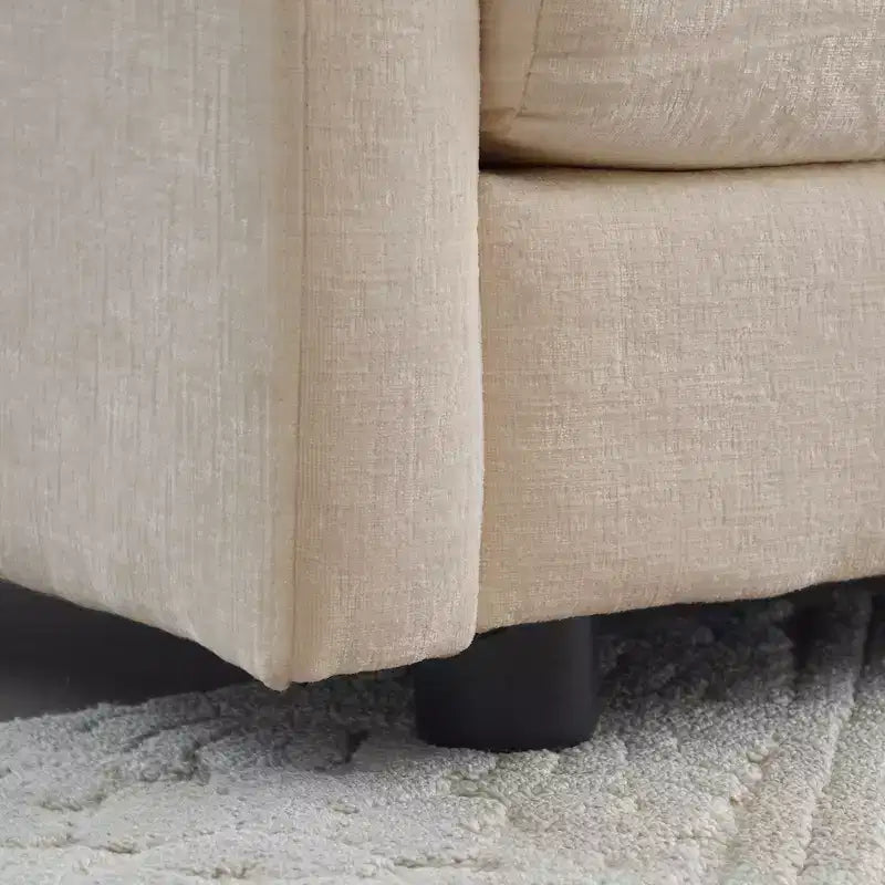 Canapé d'angle modulaire en forme de U en chenille avec ottomans réversibles, confort profond et rembourré, beige