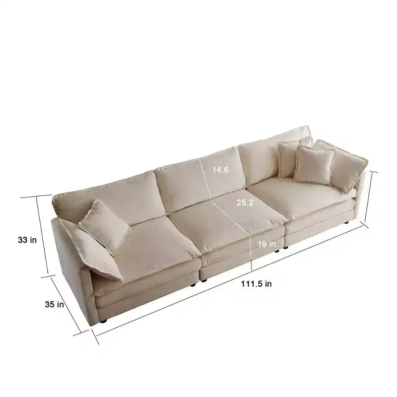 Canapé d'angle modulaire en forme de U en chenille avec ottomans réversibles, confort profond et rembourré, beige