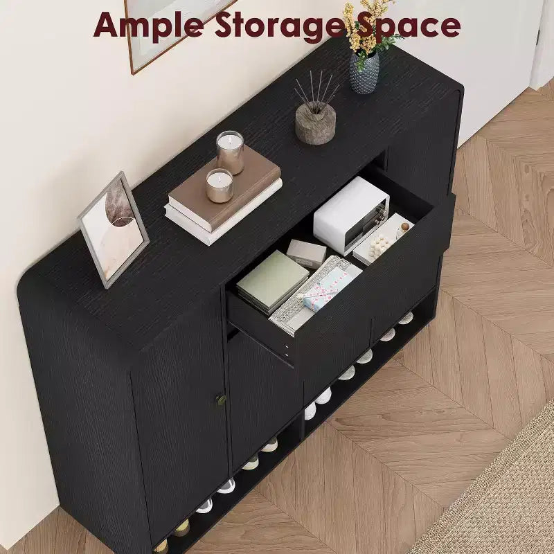 Meuble à Chaussures de 119 cm avec 4 Portes et 1 Tiroir, Organisateur Étroit pour Entrée, Couloir et Salon