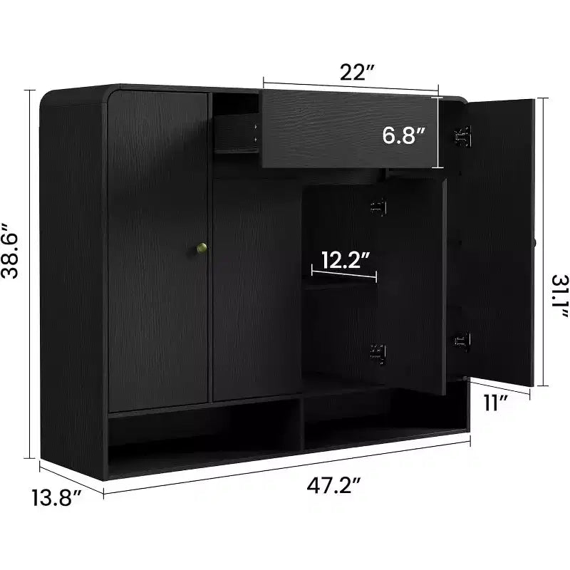Meuble à Chaussures de 119 cm avec 4 Portes et 1 Tiroir, Organisateur Étroit pour Entrée, Couloir et Salon