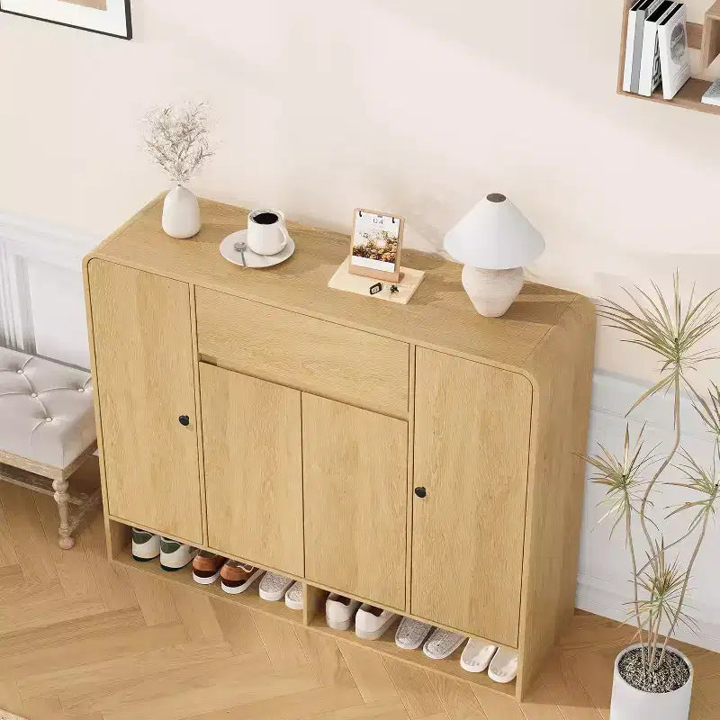Meuble à Chaussures de 119 cm avec 4 Portes et 1 Tiroir, Organisateur Étroit pour Entrée, Couloir et Salon