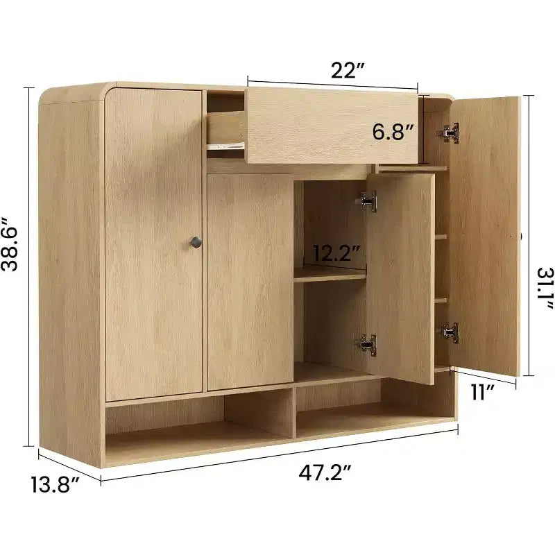 Meuble à Chaussures de 119 cm avec 4 Portes et 1 Tiroir, Organisateur Étroit pour Entrée, Couloir et Salon