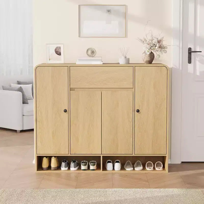Acekool 47 Inch Shoe Storage Cabinet with 4 Doors 1 Drawer Narrow Entryway Organizer for Hallway & Living Room