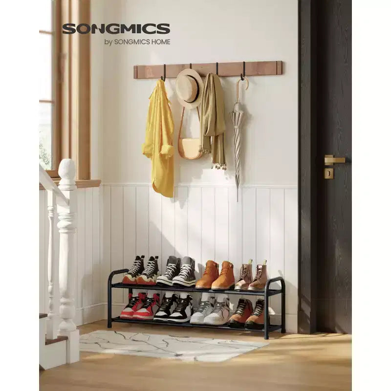 Étagère à chaussures extensible, Organiseur de chaussures réglable, Robuste et Résistant, pour Placard, Entrée, Salon, 2 niveaux, Noir Encre