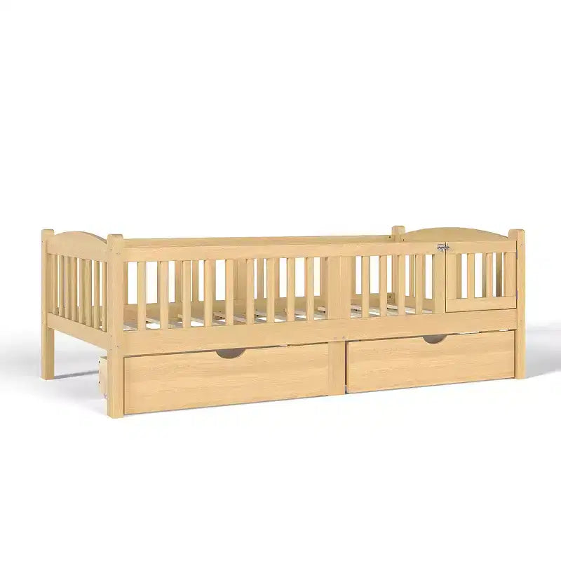 Lit plateforme pour enfant jumeau/jumeau XL avec barrière de sécurité et tiroirs de rangement