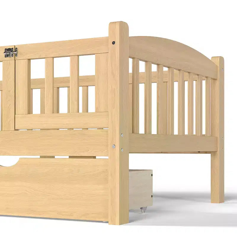 Lit plateforme pour enfant jumeau/jumeau XL avec barrière de sécurité et tiroirs de rangement