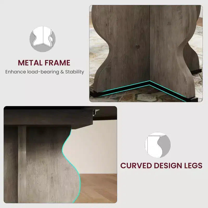 Table à manger ronde extensible pour 4 à 8 personnes, Table de cuisine ovale style ferme, Structure métallique, Gain de place