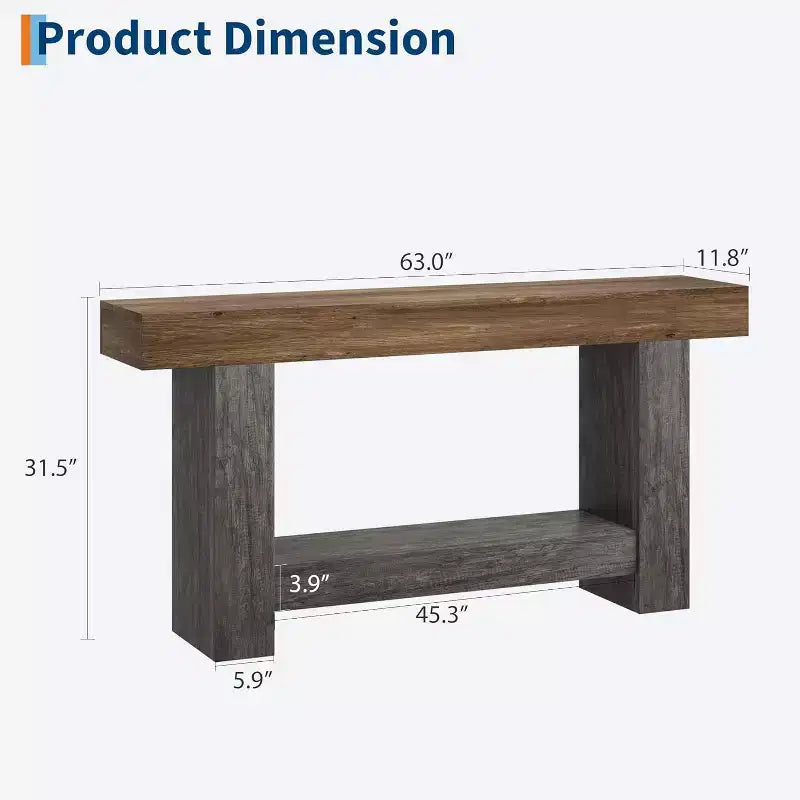 Console d'entrée / table de canapé style rustique de 160 cm