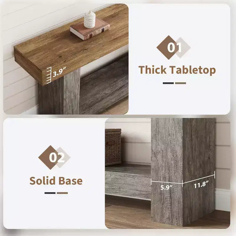Console d'entrée / table de canapé style rustique de 160 cm