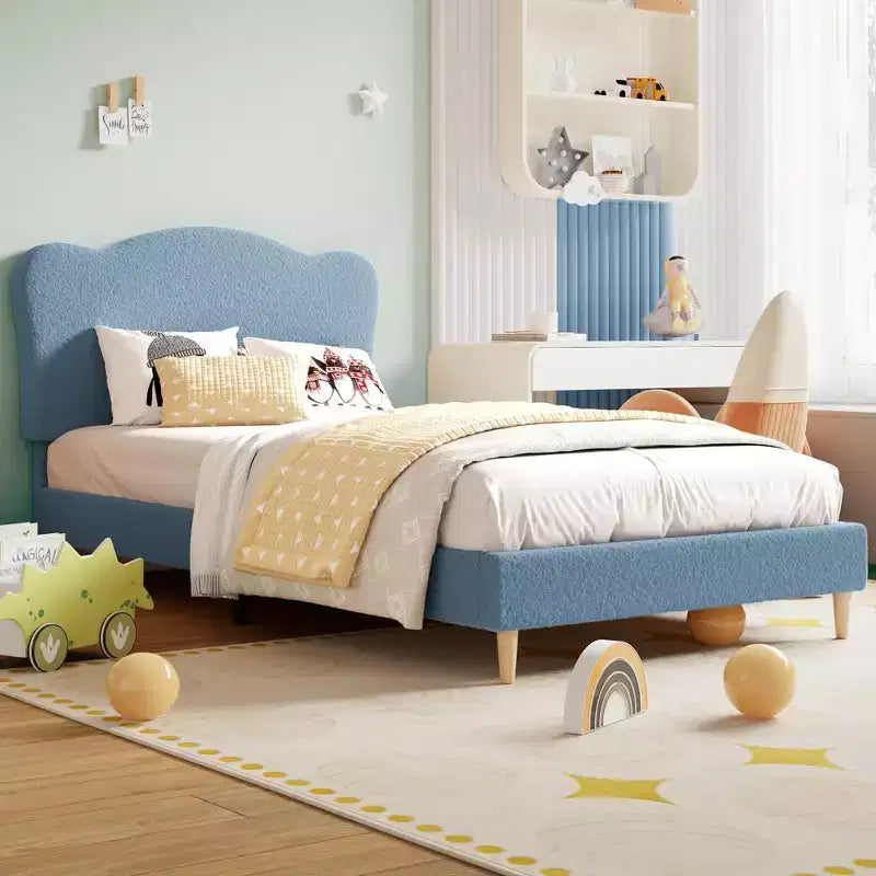 Upholstered Platform Bed Frame, Adjustable Headboard, No Box Springtime Needed, Easy Assembly, Wood Slats