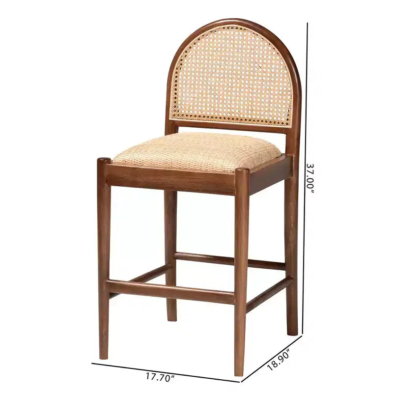 Tabouret de bar en bois d'acacia et rotin