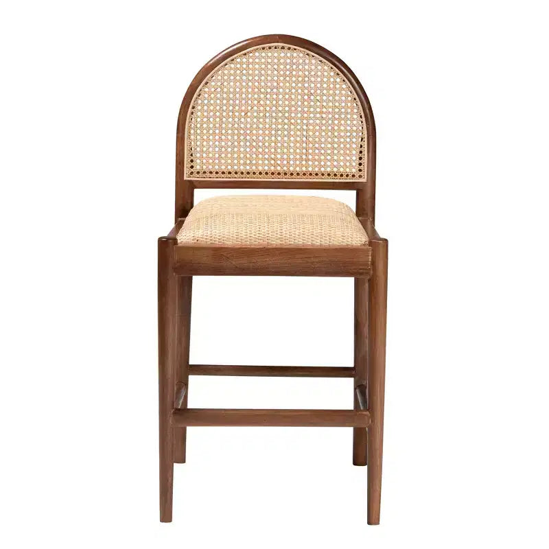 Tabouret de bar en bois d'acacia et rotin