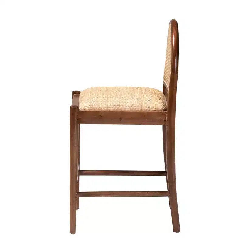 Tabouret de bar en bois d'acacia et rotin