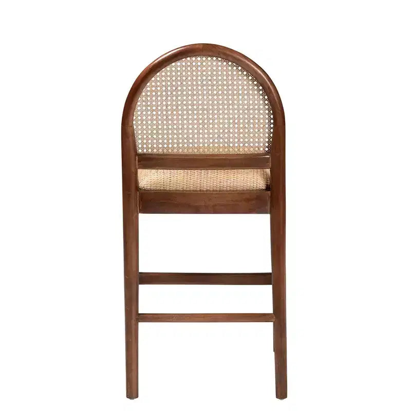 Tabouret de bar en bois d'acacia et rotin