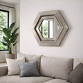 Modern Metal Hexagon Wall Mirror for Bedroom and Living Room Decor - Accent Mirrors for Wall, Hallway, Entryway or Bathroom - 20, Silver & Metallic