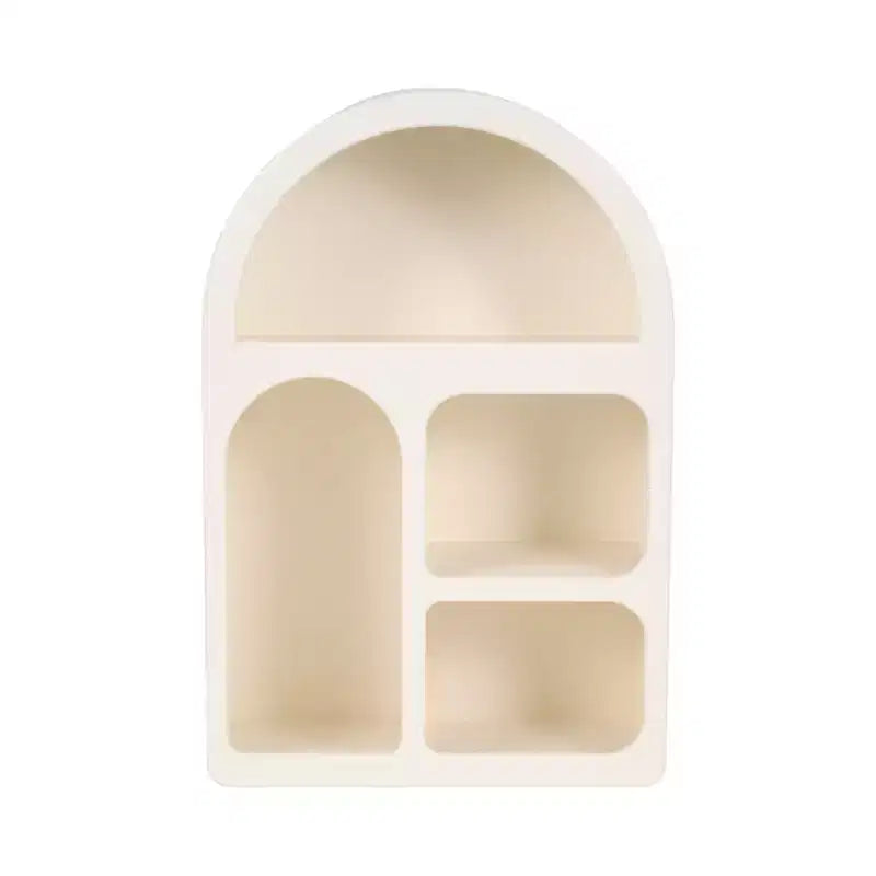 Organisateur de Rangement Mural Arqué avec Étagères Suspendues Multiples - Design en Bois Glamour avec Silhouette Courbe pour Petits Espaces - 24, Blanc