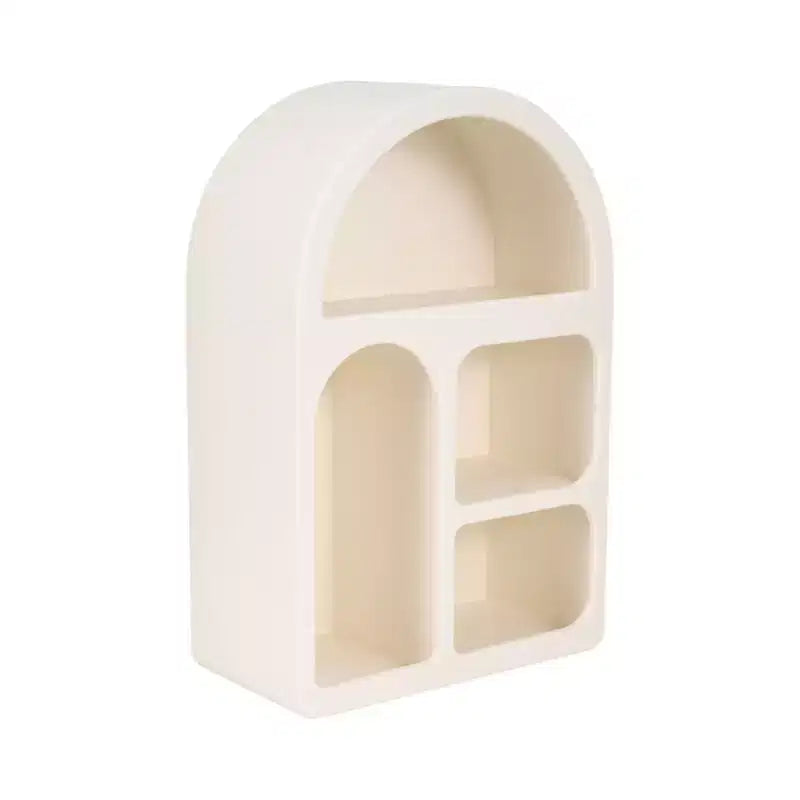 Organisateur de Rangement Mural Arqué avec Étagères Suspendues Multiples - Design en Bois Glamour avec Silhouette Courbe pour Petits Espaces - 24, Blanc