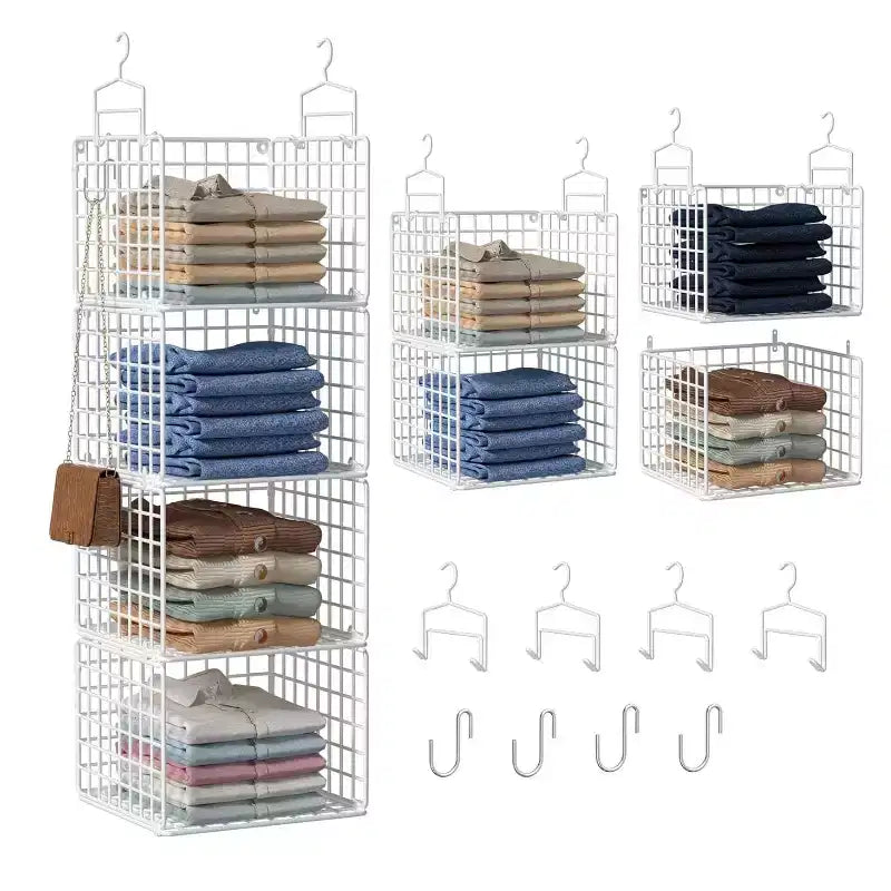 Organisateur de placard suspendu en métal à 4 niveaux avec crochets Home Collection