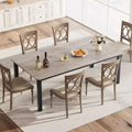 Industrial Dining Table 78.7 for 6-8  Extra Long Rectangular, Sturdy Metal Frame, Rustic Grey Wood Finish  Modern Kitchen & Dining  Grey