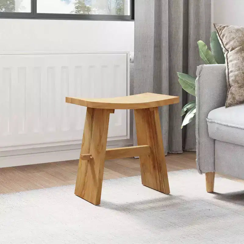 Tabouret de salle de bain marron 50 x 29,5 x 50,5 cm en bois de teck massif