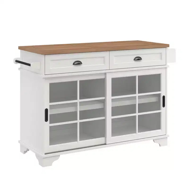 Walker Edison 48 White Free-Standing Kitchen Island