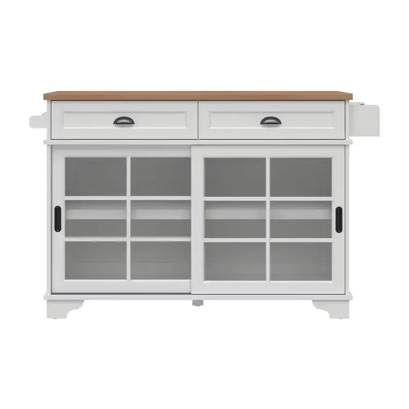 Îlot de cuisine blanc autoportant de 48 po