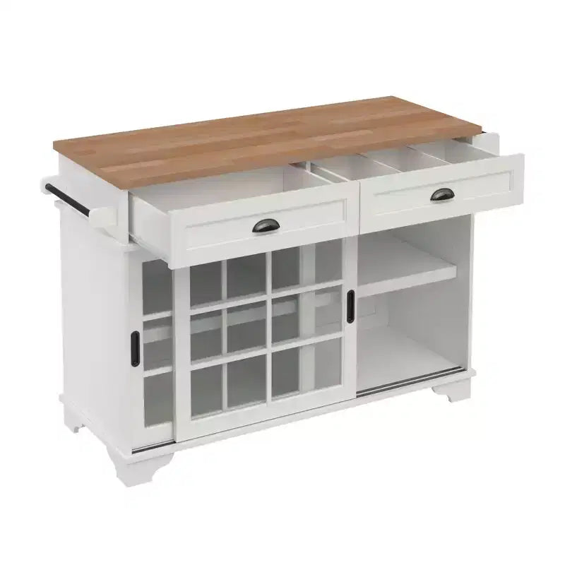 Îlot de cuisine blanc autoportant de 48 po