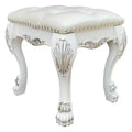 20" Dresden II Accent Chair PU/Bone White Finish - Acme Furniture: Romantic Spirit, Champagne Wingback, Nailhead Trim