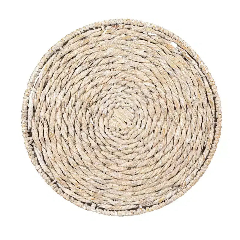 Table d'appoint tissée à la main blanchie à la chaux