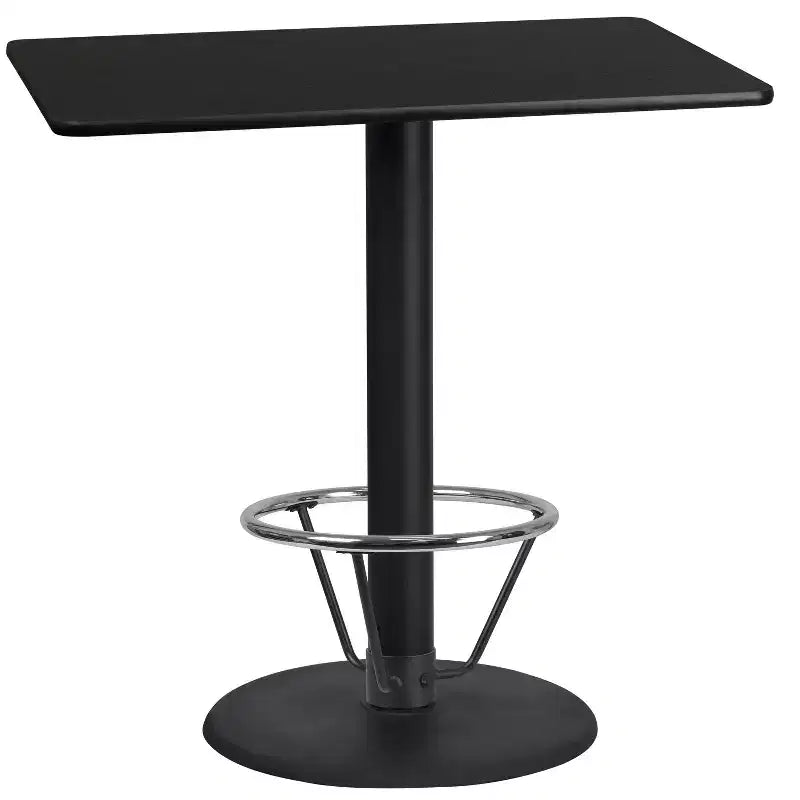 Table de bar rectangulaire stratifiée 24x42 avec base à repose-pieds circulaire 24RD