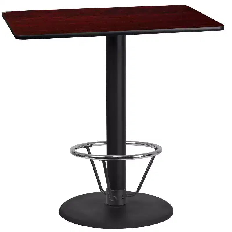 Emma and Oliver 24x42 Rectangular Laminate Bar Table with 24RD Foot Ring Base