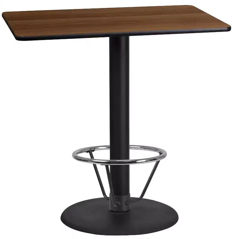 Table de bar rectangulaire stratifiée 24x42 avec base à repose-pieds circulaire 24RD