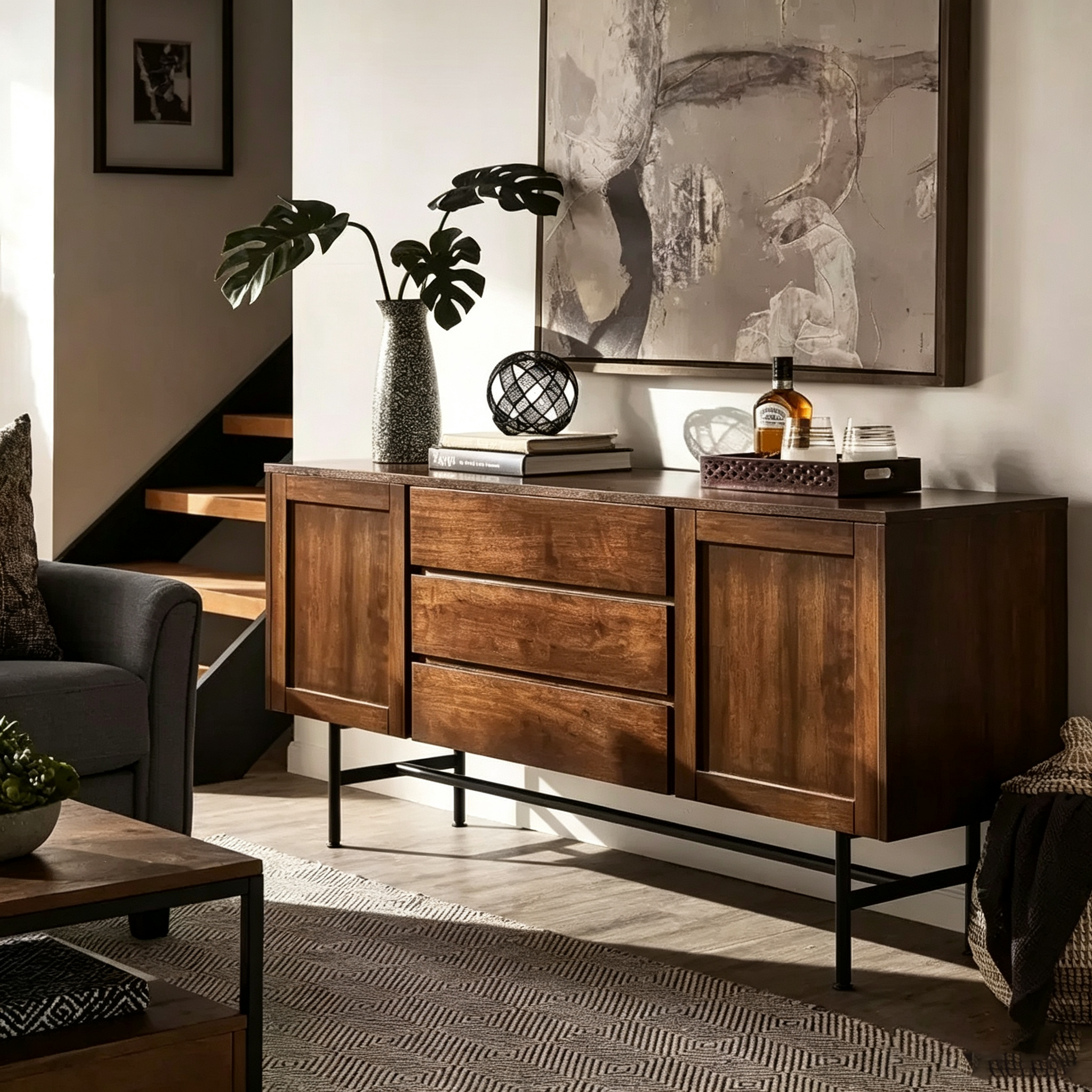 Buffet à deux portes et trois tiroirs