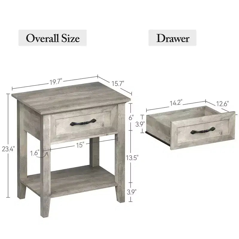 Table de Chevet Polyvalente Moderne pour Chambre à Coucher, Nurserie, Salon, Table d'Appoint avec Tiroir de Rangement, Montage Facile, Grise