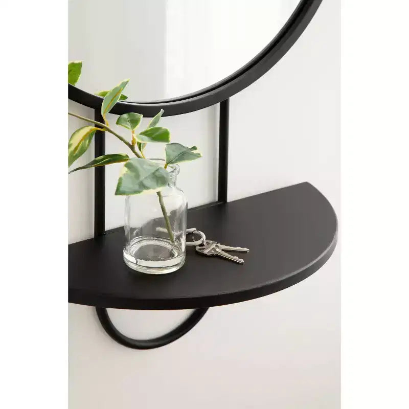 Miroir rond avec étagère