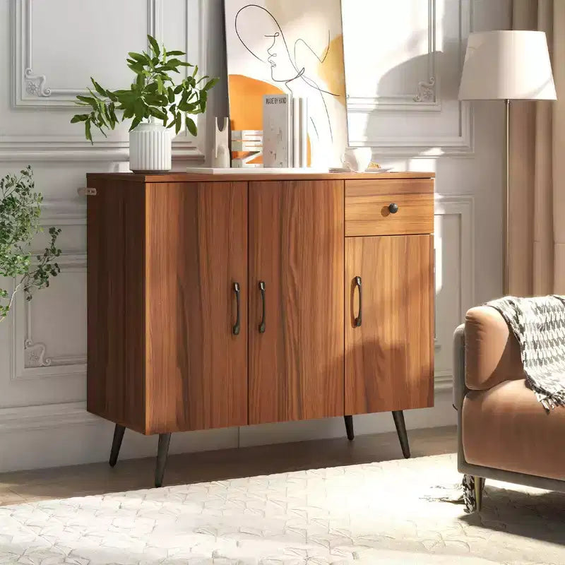 Meuble buffet 3 portes et tiroir coulissant Étagères réglables Kits anti-basculement