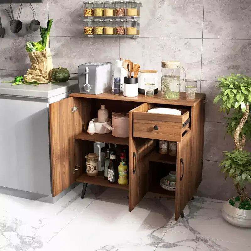 Meuble buffet 3 portes et tiroir coulissant Étagères réglables Kits anti-basculement