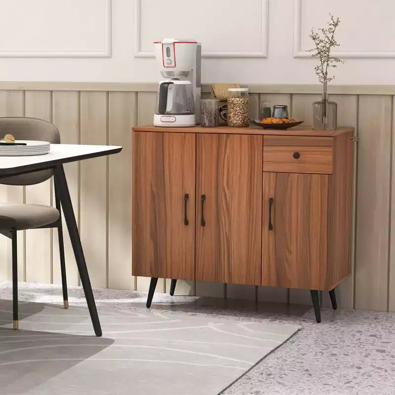 Meuble buffet 3 portes et tiroir coulissant Étagères réglables Kits anti-basculement