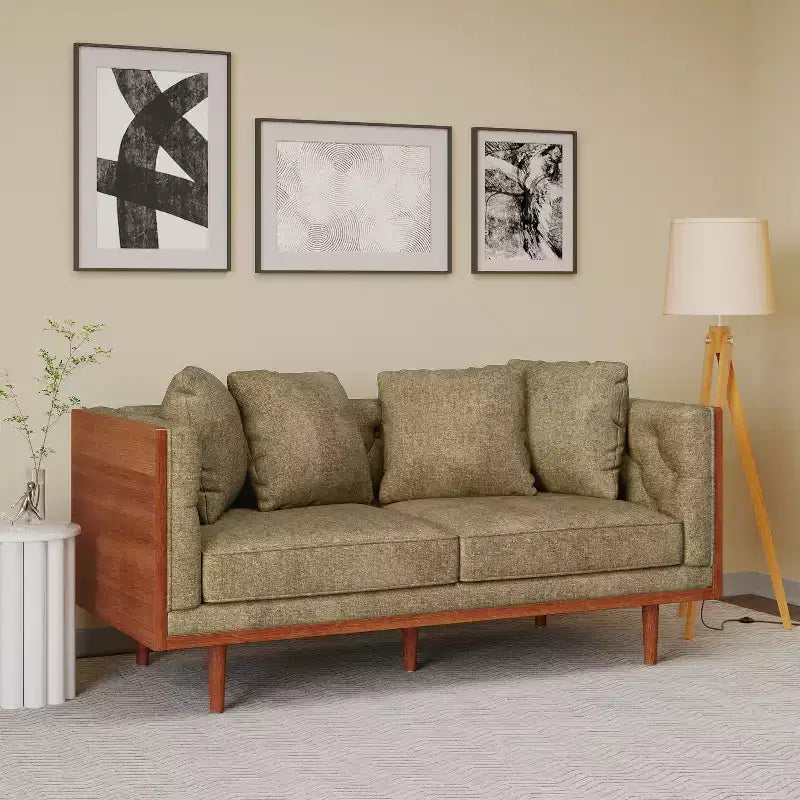 Causeuse capitonnée avec coussins décoratifs