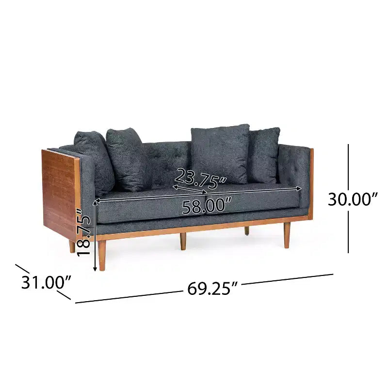Causeuse capitonnée avec coussins décoratifs